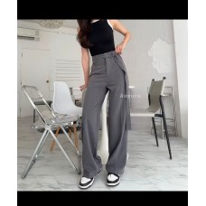 Celana Palazzo Wanita High Waist Belted Premium